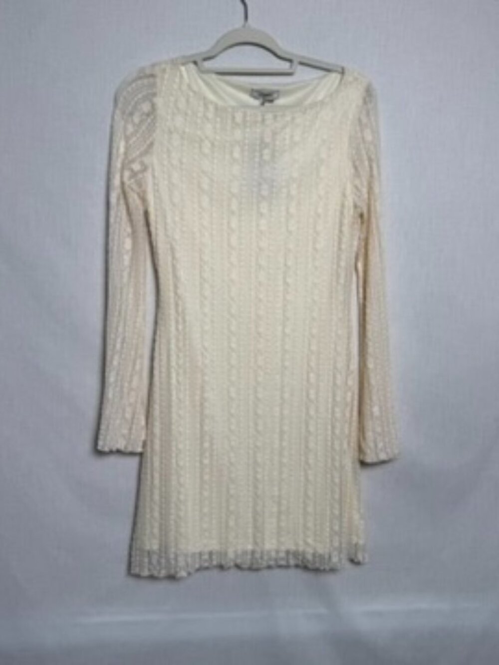 RIHOAS Womens M Ivory Lace Long Sleeve Bell Sleeve Mini Dress Cottagecore